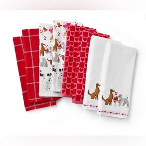 Valentine’s Day~Love Puppies Print Kitchen Towels Set of 8pc Brand New